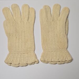 Vintage Knit Cream Gloves